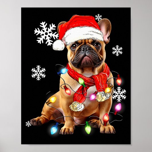French Bulldog Dog Christmas Light Pajama Pet Xmas Poster (Vorne)