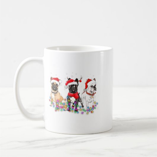 French Bulldog Dog Christmas Lights Cute Pet Match Kaffeetasse (Links)