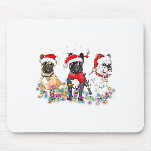 French Bulldog Dog Christmas Lights Cute Pet Match Mousepad (Vorne)