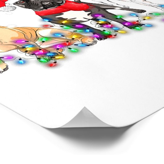 French Bulldog Dog Christmas Lights Cute Pet Match Poster (Ecke)