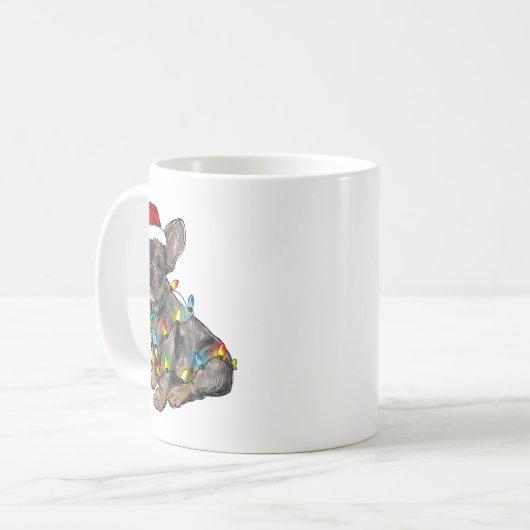 French Bulldog Dog Christmas Lights Santa Xmas Pet Kaffeetasse (Vorderseite Links)