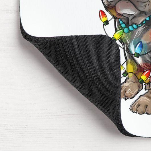 French Bulldog Dog Christmas Lights Santa Xmas Pet Mousepad (Ecke)