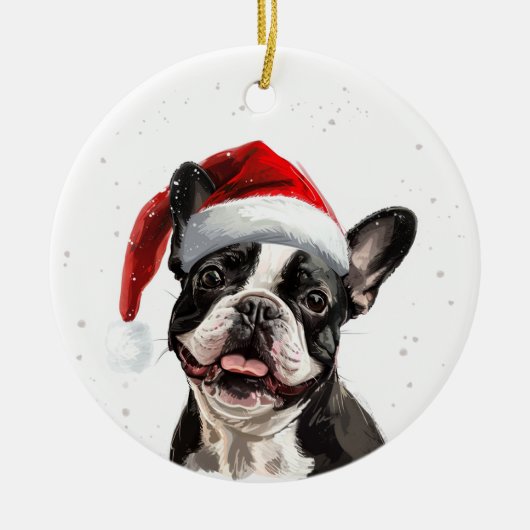 French Bulldog Dog Christmas Personalized Keramik Ornament (Vorne)