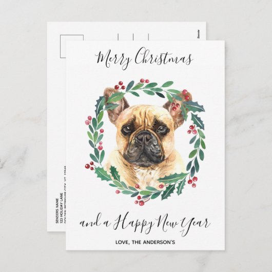 French Bulldog Dog Elegant Frohe Weihnachten (Vorne/Hinten)