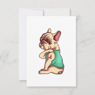 French Bulldog Dog I Love Mom Tattoo Lover Funny RSVP Karte