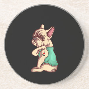 French Bulldog Dog I Love Mom Tattoo Lover Gift Getränkeuntersetzer