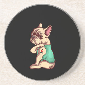 French Bulldog Dog I Love Mom Tattoo Lover Gift Getränkeuntersetzer
