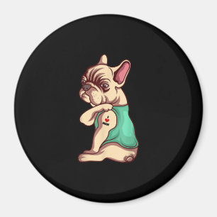 French Bulldog Dog I Love Mom Tattoo Lover Gift Magnet