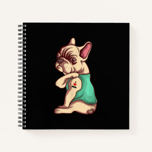 French Bulldog Dog I Love Mom Tattoo Lover Gift Notizblock