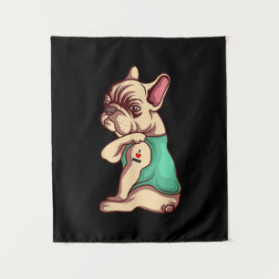 French Bulldog Dog I Love Mom Tattoo Lover Gift Wandteppich