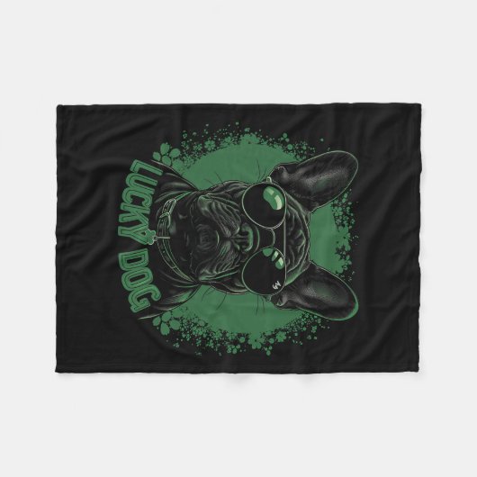 French Bulldog Dog - St. Patrick's Day Saint Paddy Fleecedecke (Vorderseite (Horizontal))