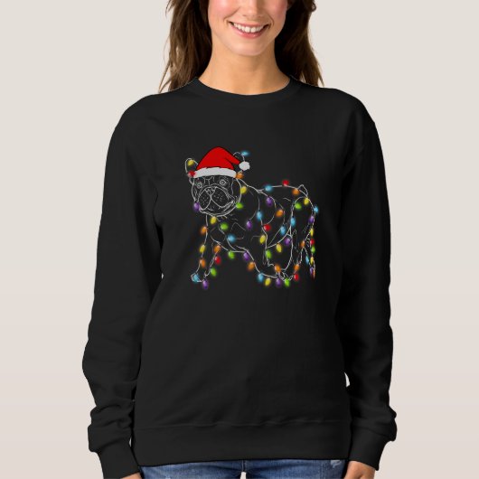 French Bulldog Dog Tree Christmas Lights Xmas Paja Sweatshirt (Vorderseite)