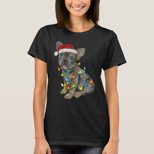 French Bulldog Dog Tree Christmas Lights Xmas Paja T-Shirt (Vorderseite)