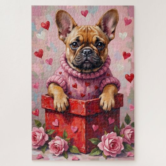 French Bulldog Dog Valentine's Day Candy Box Puzzle (Vertikal)