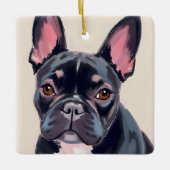 French Bulldog Dog Watercolor Pet Painting Keramikornament (Vorderseite)