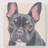 French Bulldog Dog Watercolor Pet Painting Steinuntersetzer (Vorderseite)