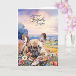 French Bulldog Dog with Wildflowers Pet Sympathy Karte