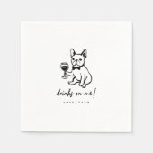 French Bulldog Drinks on Me Wedding Napkins Serviette (Vorderseite)