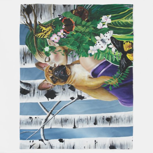 French Bulldog Dryad Fantasy Fleecedecke (Vorderseite)
