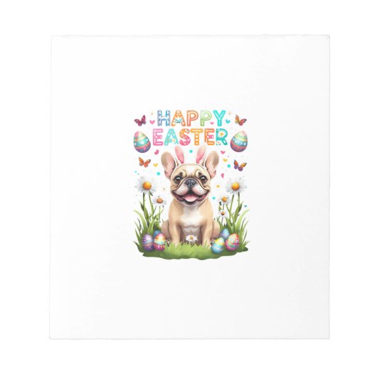 French Bulldog Easter Shirt Funny Frenchie Bunny T Notizblock (Vorderseite)