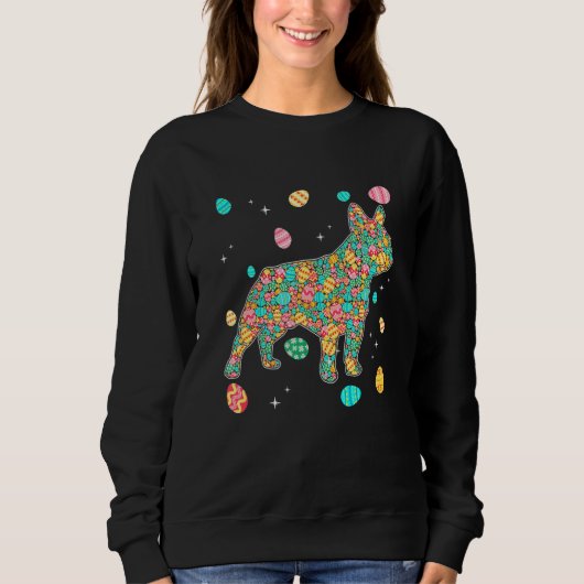 French Bulldog Eggs Easter Day Dog Dad Dog Mom Sweatshirt (Vorderseite)