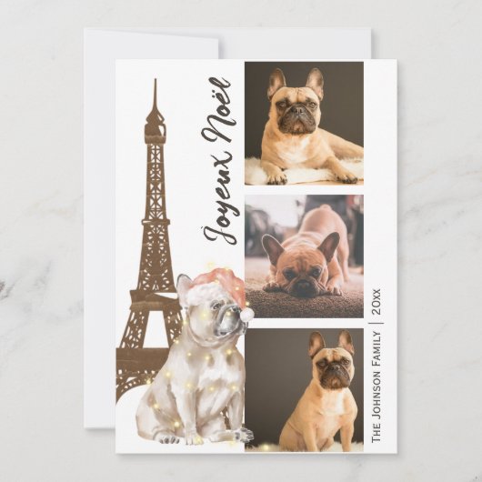 French Bulldog Eiffel Tower Foto Paris Weihnachten (Vorderseite)
