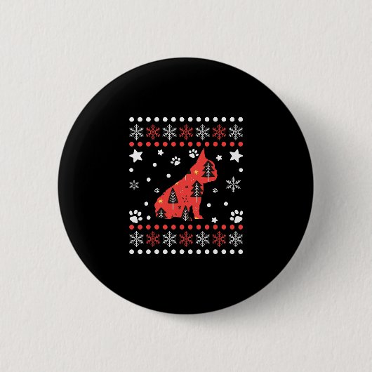 French Bulldog Eigentümer von Christmas Dog Patter Button (Vorderseite)