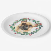 French Bulldog Elegante Dog Weihnachtsfeiertag Pappteller (Schrägansicht)