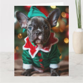 French Bulldog Elf Puppy Christmas Card Karte (Vorderseite)