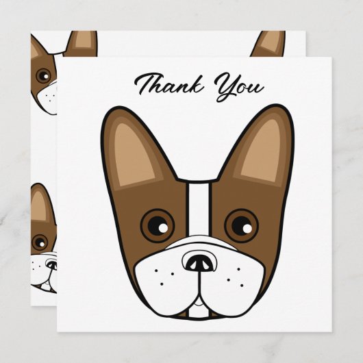 French Bulldog Face Birthday Party Danke Karte (Vorne/Hinten)
