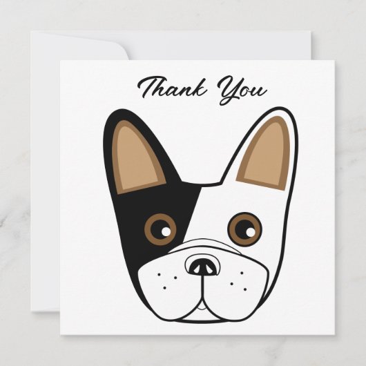 French Bulldog Face Birthday Party Danke Karte (Vorderseite)