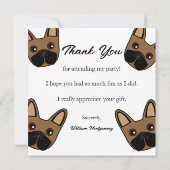 French Bulldog Face Birthday Party Danke Karte (Rückseite)
