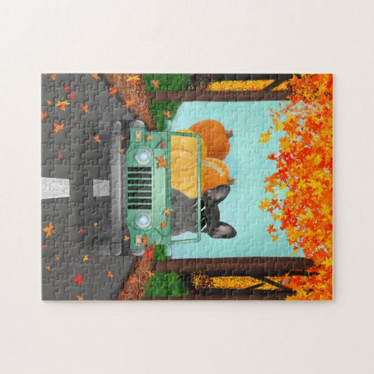 French Bulldog Fall Pumpkin Puzzle (Horizontal)