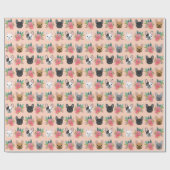 French Bulldog Florals Wrapping Paper - niedlicher Geschenkpapier (Flach)
