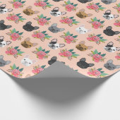 French Bulldog Florals Wrapping Paper - niedlicher Geschenkpapier (Ecke)