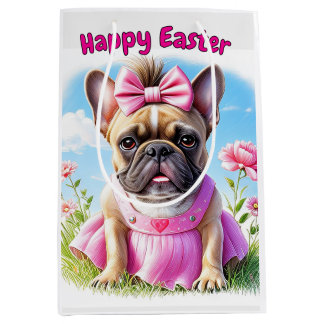 French Bulldog Flowers Easter French Bulldog Mittlere Geschenktüte