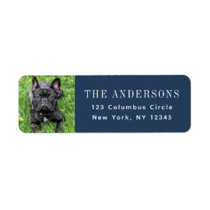 French Bulldog Foto Black Return Address Label