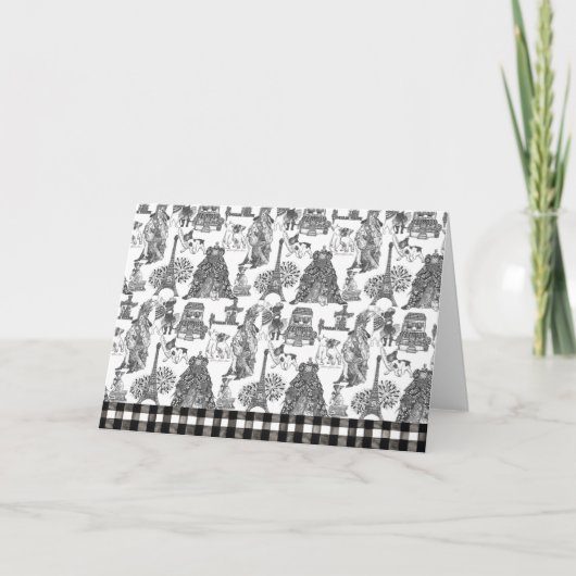 FRENCH BULLDOG Frenchie Black Toile Dankeskarte (Vorderseite)