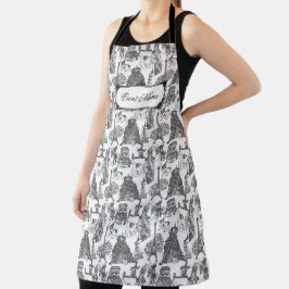 FRENCH BULLDOG Frenchie Black Toile mit Individuel Schürze