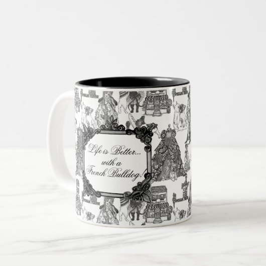 FRENCH BULLDOG Frenchie Black Toile Zweifarbige Tasse (Vorderseite Links)