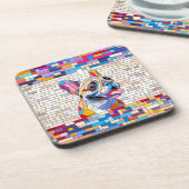 French Bulldog - Frenchie - buntes Mosaik Getränkeuntersetzer (Linke Seite)