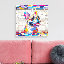French Bulldog - Frenchie - buntes Mosaik Leinwanddruck