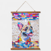 French Bulldog - Frenchie - buntes Mosaik Wandteppich Mit Holzrahmen (Vorderseite)