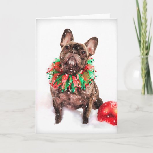 French Bulldog Frenchie Christmas Card Feiertagskarte (Vorderseite)
