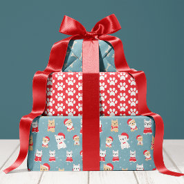 French Bulldog Frenchie Christmas Pattern Geschenkpapier Set
