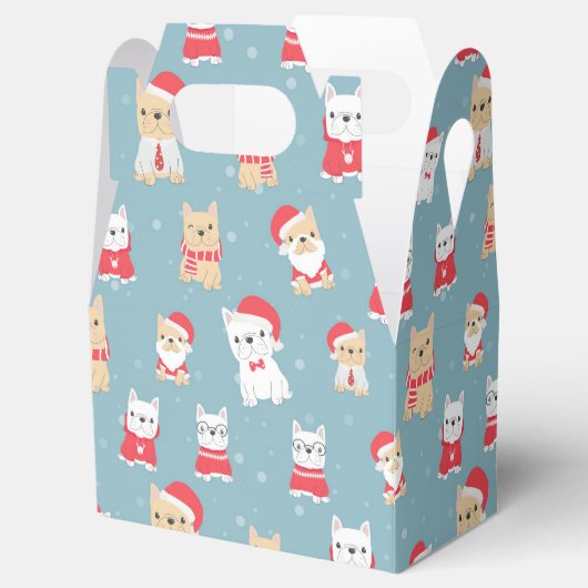 French Bulldog Frenchie Christmas Pattern Geschenkschachtel (Geöffnet)
