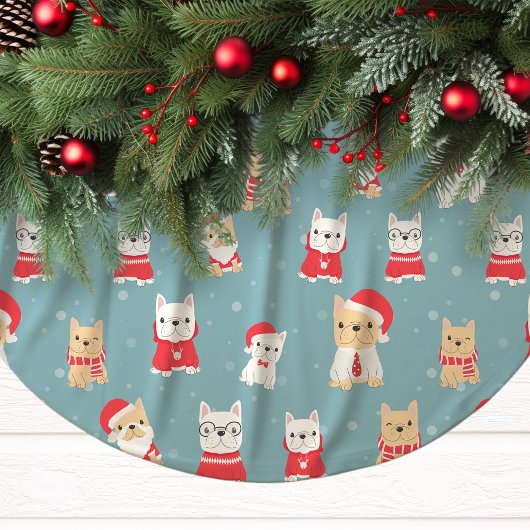 French Bulldog Frenchie Christmas Pattern Polyester Weihnachtsbaumdecke