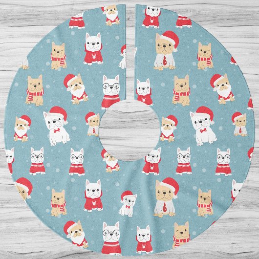 French Bulldog Frenchie Christmas Pattern Polyester Weihnachtsbaumdecke