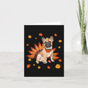 French Bulldog Frenchie Dog Maple Leaf Thanksgivin Karte