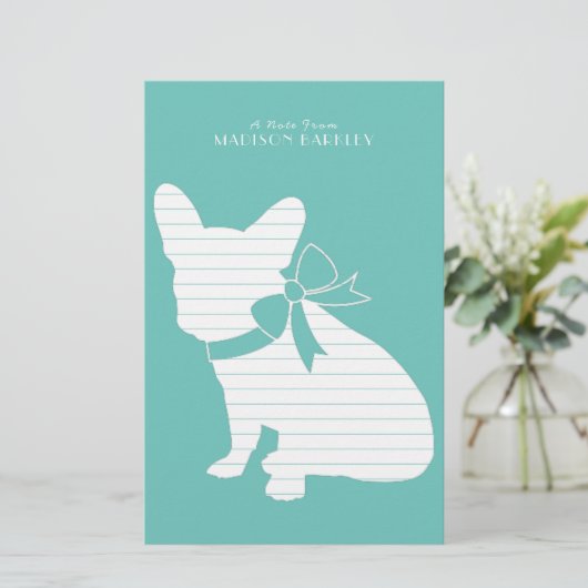 French Bulldog Frenchie Dog Puppy Frenchy Briefpapier (Stehend Vorderseite)